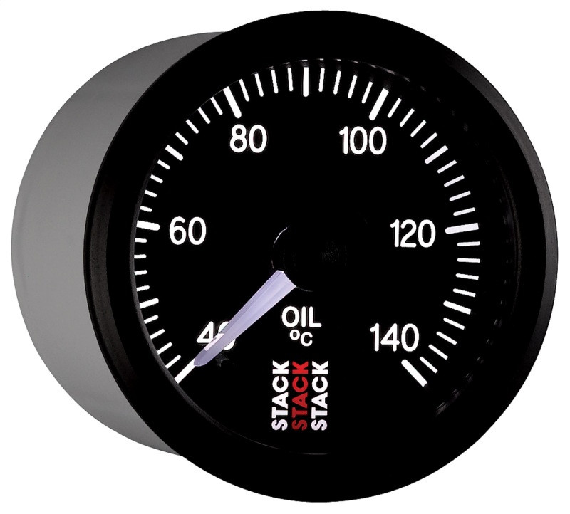 Autometer Stack 52mm 40-140 Deg C 1/8in NPTF Male Pro Stepper Motor Oil Temp Gauge - Black - ST3309