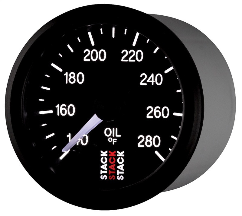 Autometer Stack 52mm 140-280 Deg F 1/8in NPTF Male Pro Stepper Motor Oil Temp Gauge - Black - ST3310
