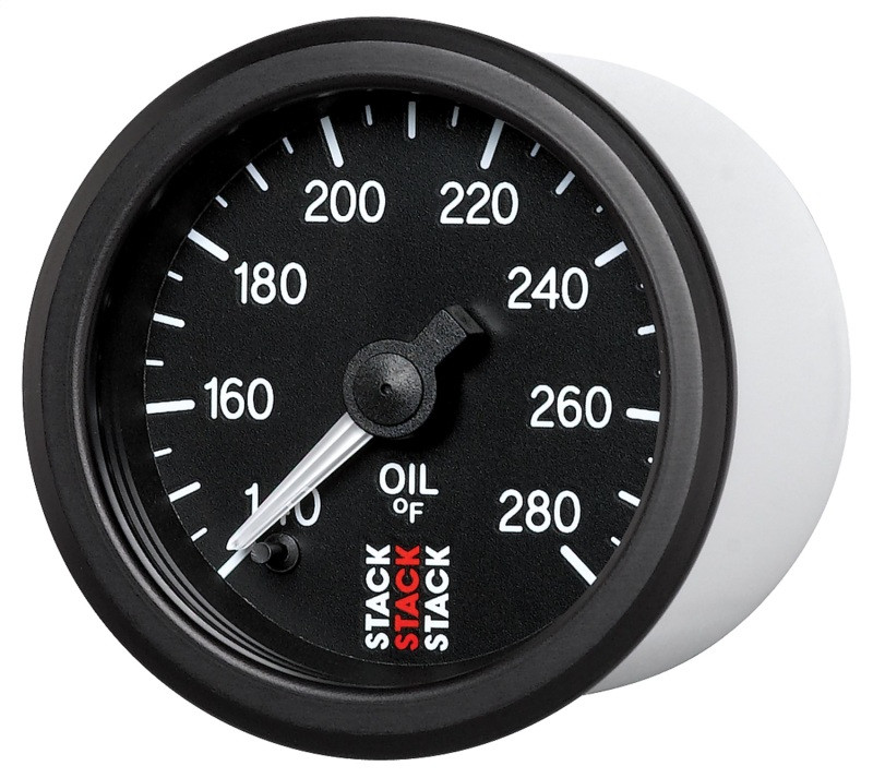 Autometer Stack 52mm 140-280 Deg F 1/8in NPTF Male Pro Stepper Motor Oil Temp Gauge - Black - ST3310