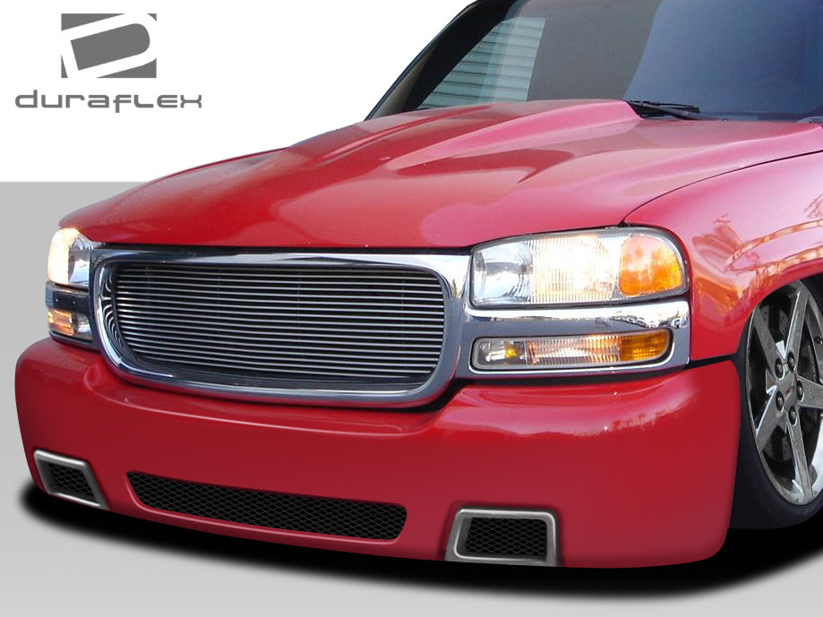 1999-2006 GMC Sierra 2000-2006 Yukon Duraflex SS Look Front Bumper Cover - 1 Piece / Vehicle Year Make Model Trim - 1999-2006-GMC Sierra ALL / Product Type - Front Bumper / Style Name -SS Look / Kit Material - FRP (Fiberglass Reinforced Plastics) / Notes -