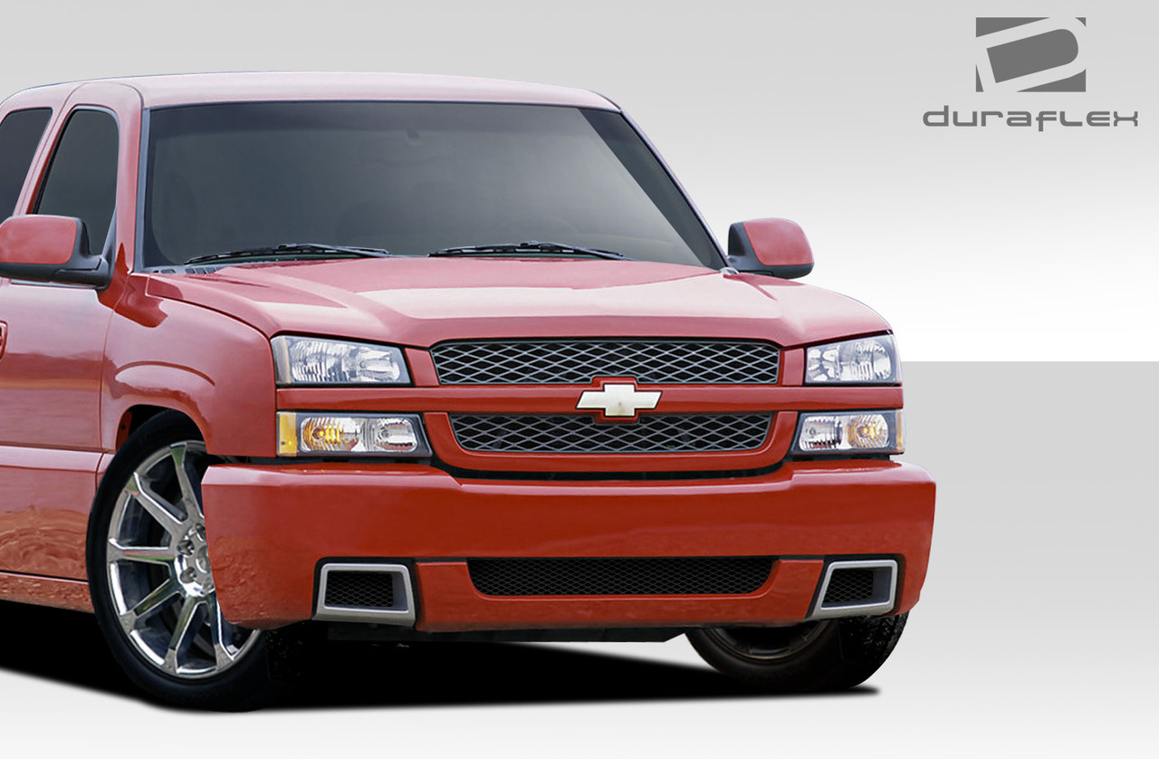 2003-2006 Chevrolet Silverado 2002-2006 Chevrolet Avalanche ( without cladding ) Duraflex SS Look Front Bumper Cover - 1 Piece / Vehicle Year Make Model Trim - 2003-2006-Chevrolet Silverado ALL / Product Type - Front Bumper / Style Name -SS Look / Kit Material - FRP (Fiberglass Reinforced Plastics) / Notes -