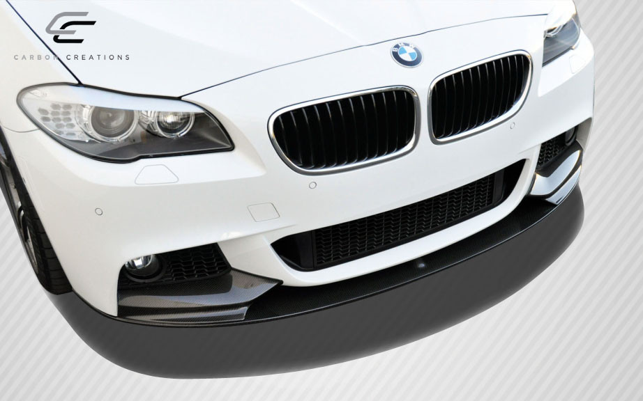 2011-2016 BMW 5 Series F10 Carbon Creations M Performance Look Front Lip Splitter ( will only fit M Sport bumpers ) - 1 Piece / Vehicle Year Make Model Trim - 2011-2016-BMW 5 Series ALL / Product Type - Front Lip/Add On / Style Name -M Performance Look / Kit Material - Carbon Fiber / Notes -