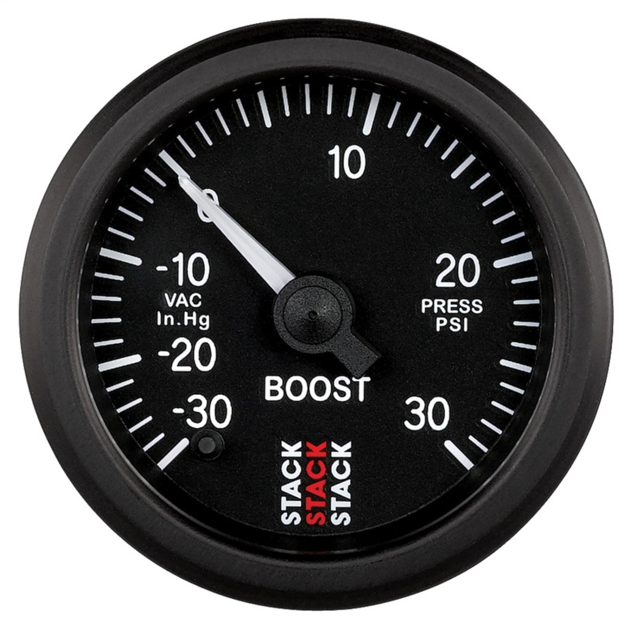 Autometer Stack 52mm -30INHG to +30 PSI (Incl T-Fitting) Pro Stepper Motor Boost Press Gauge - Black - ST3312