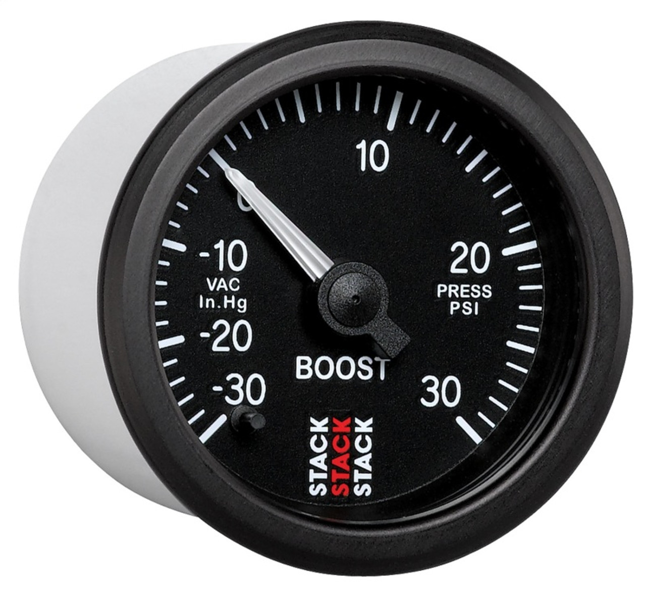 Autometer Stack 52mm -30INHG to +30 PSI (Incl T-Fitting) Pro Stepper Motor Boost Press Gauge - Black - ST3312