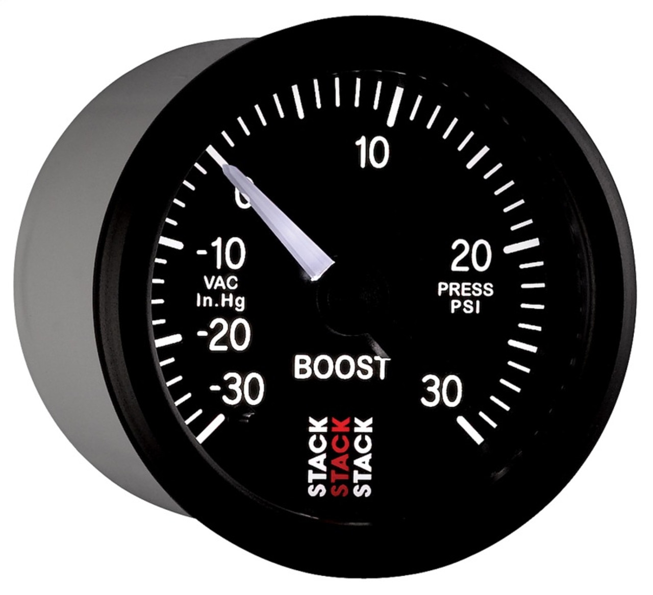 Autometer Stack 52mm -30INHG to +30 PSI (Incl T-Fitting) Pro Stepper Motor Boost Press Gauge - Black - ST3312