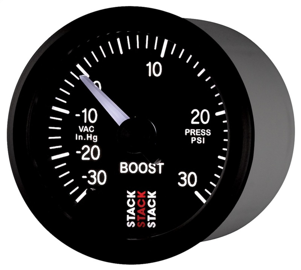 Autometer Stack 52mm -30INHG to +30 PSI (Incl T-Fitting) Pro Stepper Motor Boost Press Gauge - Black - ST3312