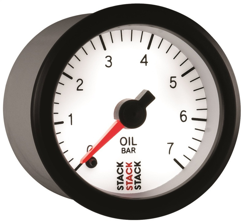 Autometer Stack 52mm 0-7 Bar M10 Male Pro Stepper Motor Oil Pressure Gauge - White - ST3351