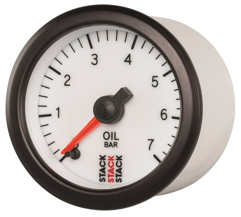 Autometer Stack 52mm 0-7 Bar M10 Male Pro Stepper Motor Oil Pressure Gauge - White - ST3351