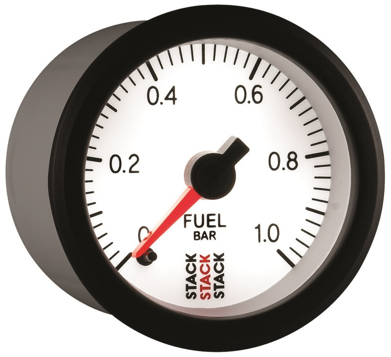 Autometer Stack 52mm 0-1 Bar M10 Male Pro Stepper Motor Fuel Pressure Gauge - White - ST3353