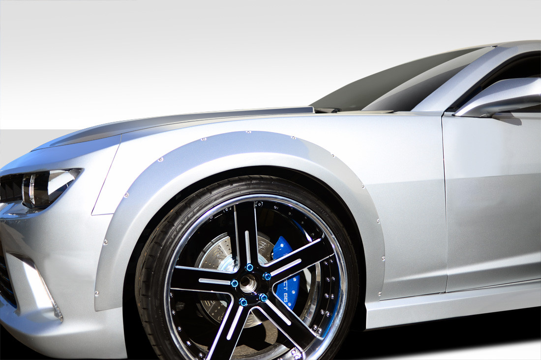 2010-2015 Chevrolet Camaro Duraflex GT Concept Wide Body Kit - 4 Piece - Includes Wide Body GT Concept Front Fender Flares (109799) Wide Body GT Concept Rear Fender Flares (109800) / Vehicle Year Make Model Trim - 2010-2015-Chevrolet Camaro 2DR / Product Type - Kit / Style Name -GT Concept / Kit Material - FRP (Fiberglass Reinforced Plastics) / Notes -