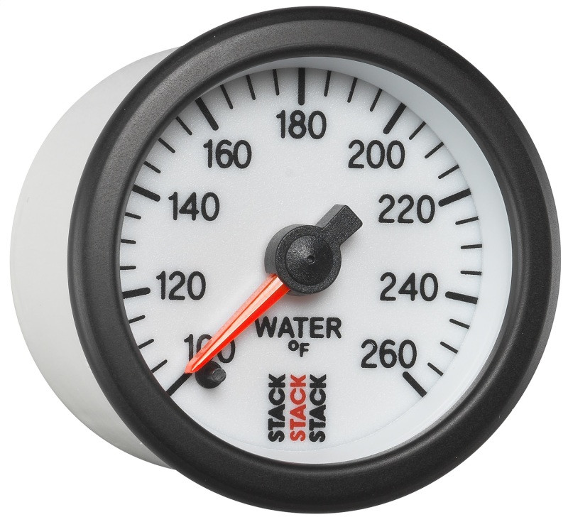 Autometer Stack 52mm 100-260 Deg F 1/8in NPTF Male Pro Stepper Motor Water Temp Gauge - White - ST3358