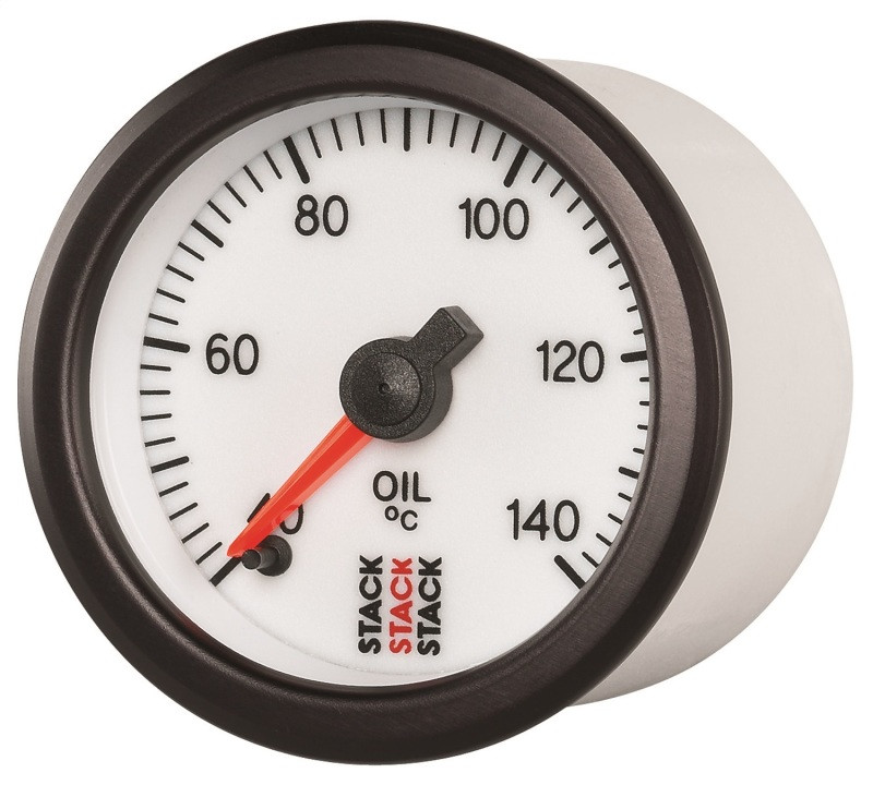 Autometer Stack 52mm 40-140 Deg C 1/8in NPTF Male Pro Stepper Motor Oil Temp Gauge - White - ST3359