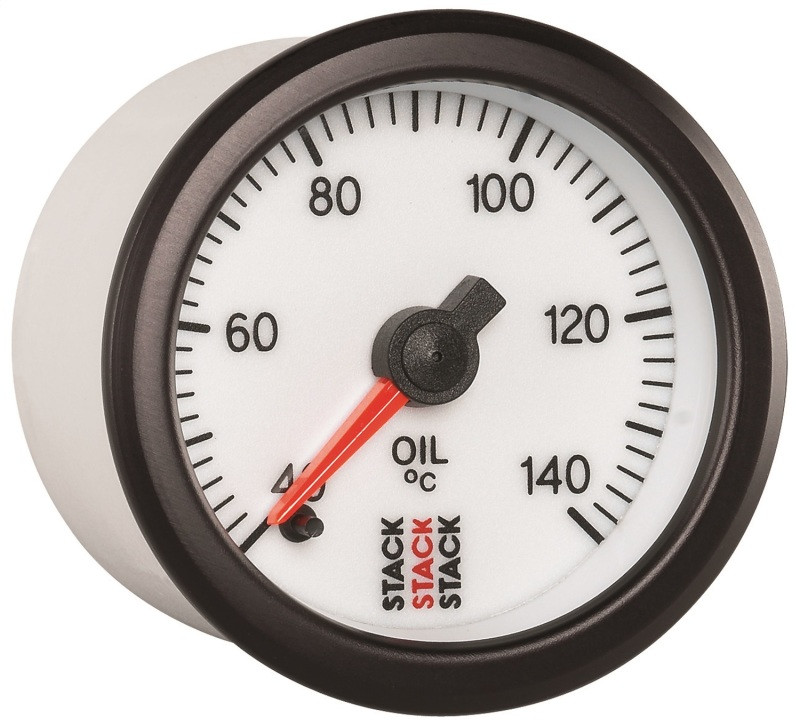 Autometer Stack 52mm 40-140 Deg C 1/8in NPTF Male Pro Stepper Motor Oil Temp Gauge - White - ST3359