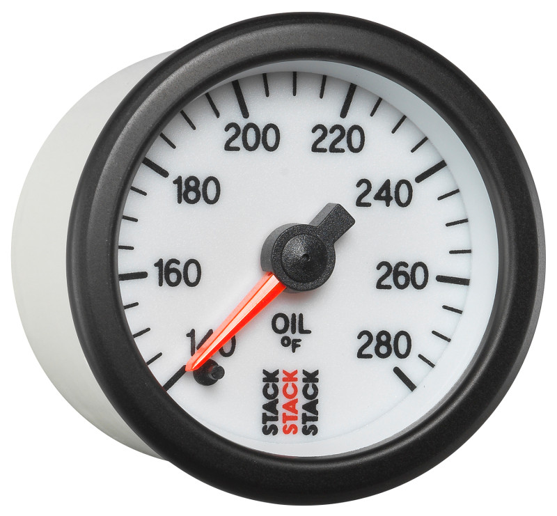 Autometer Stack 52mm 140-280 Deg F 1/8in NPTF Male Pro Stepper Motor Oil Temp Gauge - White - ST3360