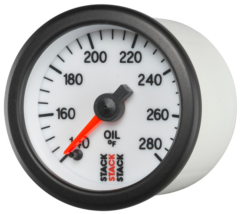 Autometer Stack 52mm 140-280 Deg F 1/8in NPTF Male Pro Stepper Motor Oil Temp Gauge - White - ST3360