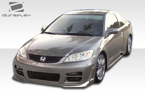 2004-2005 Honda Civic 4DR Duraflex R34 Body Kit - 4 Piece - Includes R34 Front Bumper Cover (102433) R34 Rear Bumper Cover (100245) R34 Side Skirts Rocker Panels (100246) / Vehicle Year Make Model Trim - 2004-2005-Honda Civic 4DR / Product Type - Kit / Style Name -R34 / Kit Material - FRP (Fiberglass Reinforced Plastics) / Notes -