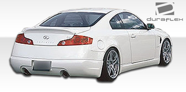 2003-2007 Infiniti G Coupe G35 Duraflex Type G Body Kit - 4 Piece - Includes Type G Front Bumper Cover (100460) I-Spec Rear Lip Under Spoiler Air Dam (100462) I-Spec Side Skirts Rocker Panels (100463) / Vehicle Year Make Model Trim - 2003-2007-Infiniti G Coupe 2DR / Product Type - Kit / Style Name -Type G / Kit Material - FRP (Fiberglass Reinforced Plastics) / Notes -
