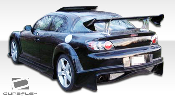 2004-2008 Mazda RX-8 Duraflex Vader Body Kit - 4 Piece - Includes Vader Front Bumper Cover (100589) Vader Rear Bumper Cover (100590) Vader Side Skirts Rocker Panels (100591) / Vehicle Year Make Model Trim - 2004-2008-Mazda RX8 ALL / Product Type - Kit / Style Name -Vader / Kit Material - FRP (Fiberglass Reinforced Plastics) / Notes -