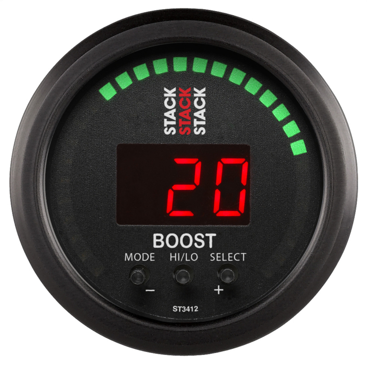 Autometer Stack 52mm -1 to +2 Bar (-30INHG to +30 PSI) Boost Controller - Black - ST3412