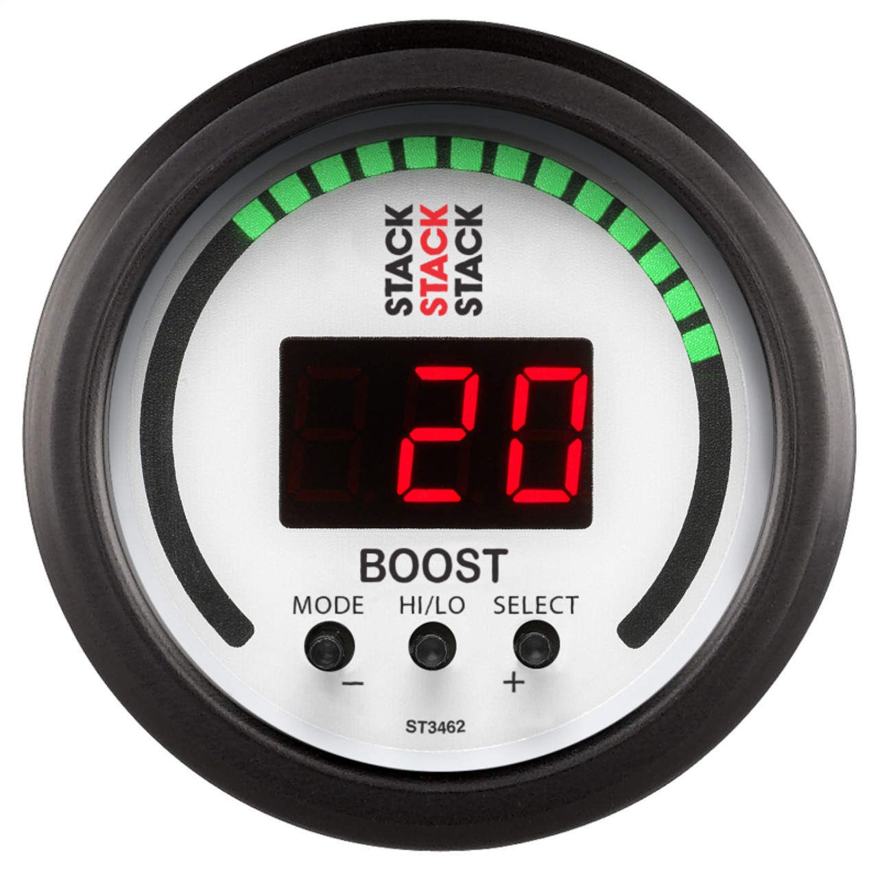 Autometer Stack 52mm -1 to +2 Bar (-30INHG to +30 PSI) Boost Controller - White - ST3462