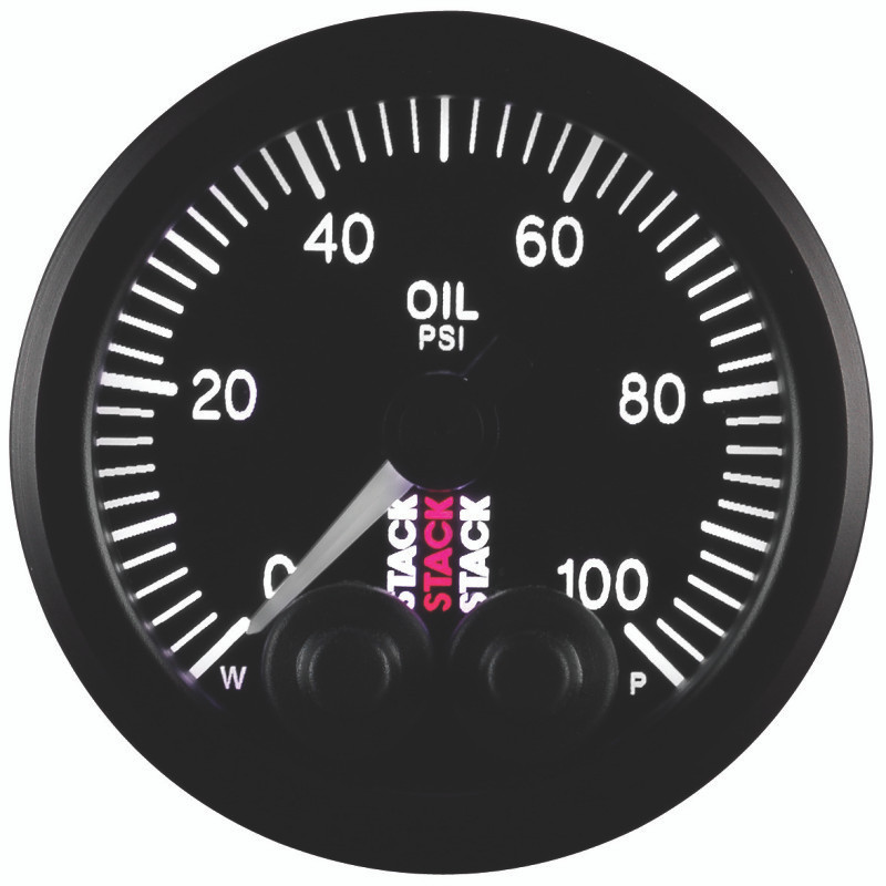 Autometer Stack Instruments Pro Control 52mm 0-100 PSI Oil Pressure Gauge - Black (1/8in NPTF Male) - ST3502