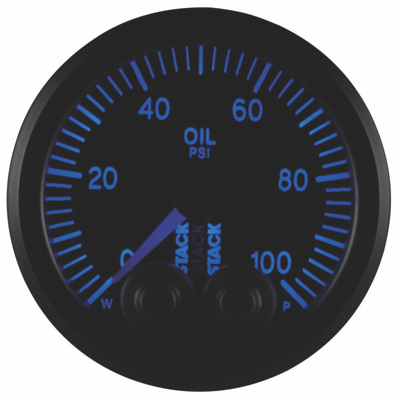 Autometer Stack Instruments Pro Control 52mm 0-100 PSI Oil Pressure Gauge - Black (1/8in NPTF Male) - ST3502