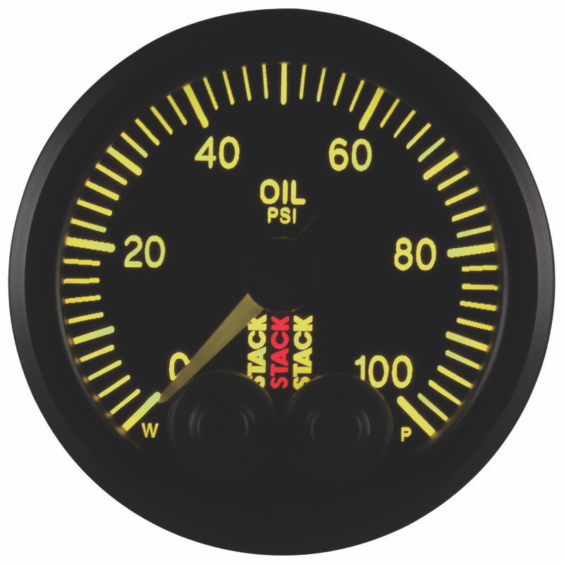 Autometer Stack Instruments Pro Control 52mm 0-100 PSI Oil Pressure Gauge - Black (1/8in NPTF Male) - ST3502