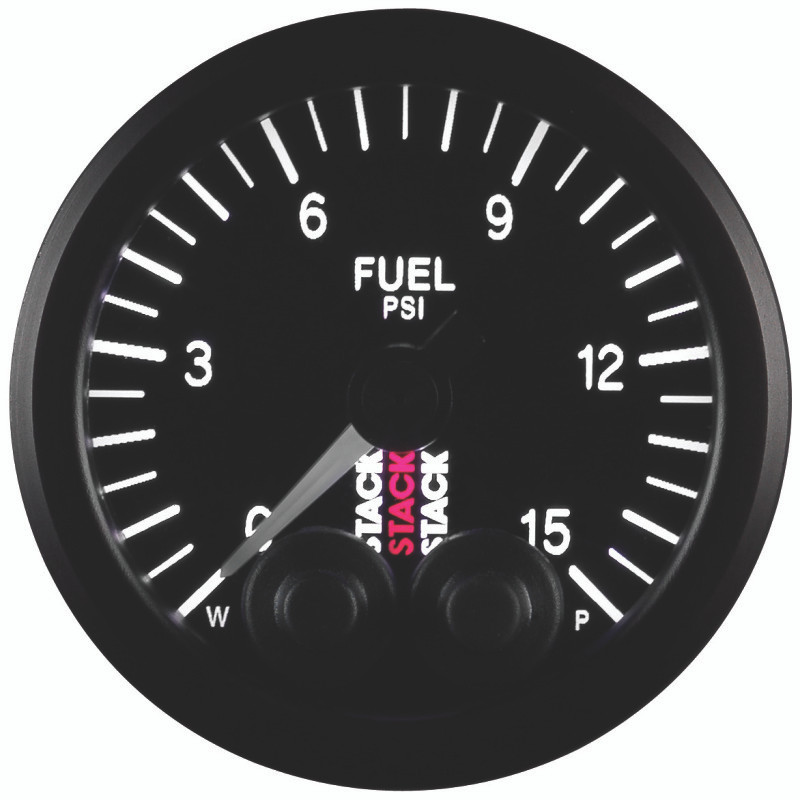 Autometer Stack 52mm 0-15 PSI 1/8in NPTF Male Pro-Control Fuel Pressure Gauge - Black - ST3504
