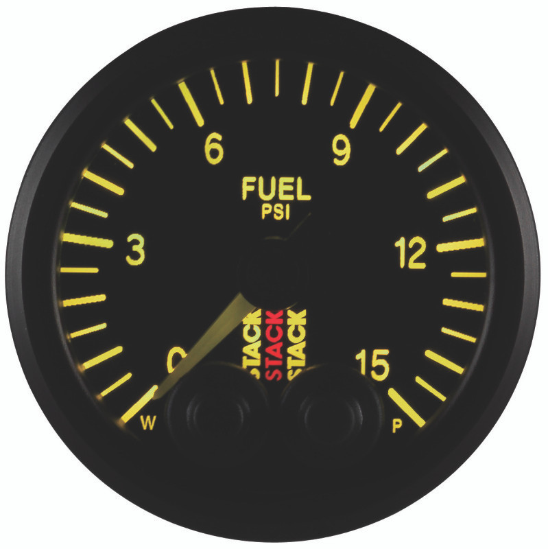 Autometer Stack 52mm 0-15 PSI 1/8in NPTF Male Pro-Control Fuel Pressure Gauge - Black - ST3504