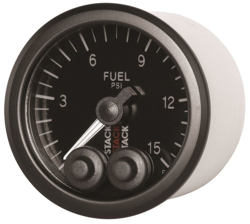 Autometer Stack 52mm 0-15 PSI 1/8in NPTF Male Pro-Control Fuel Pressure Gauge - Black - ST3504