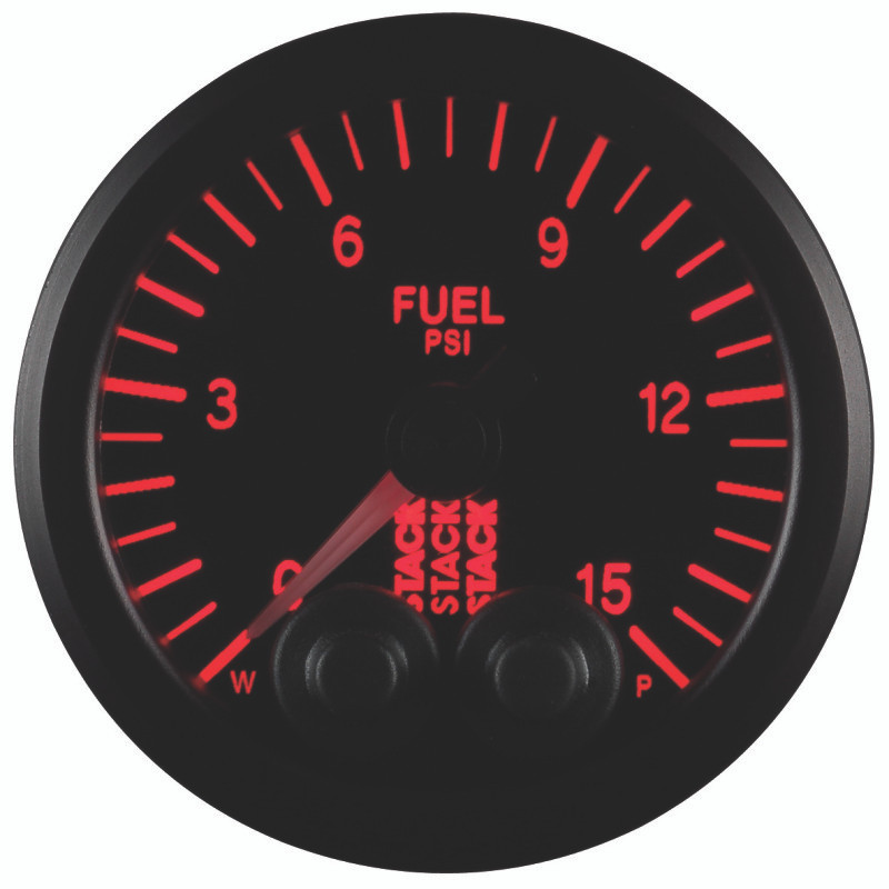 Autometer Stack 52mm 0-15 PSI 1/8in NPTF Male Pro-Control Fuel Pressure Gauge - Black - ST3504