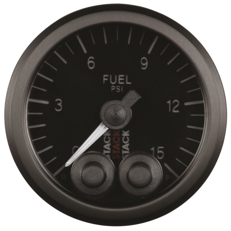 Autometer Stack 52mm 0-15 PSI 1/8in NPTF Male Pro-Control Fuel Pressure Gauge - Black - ST3504