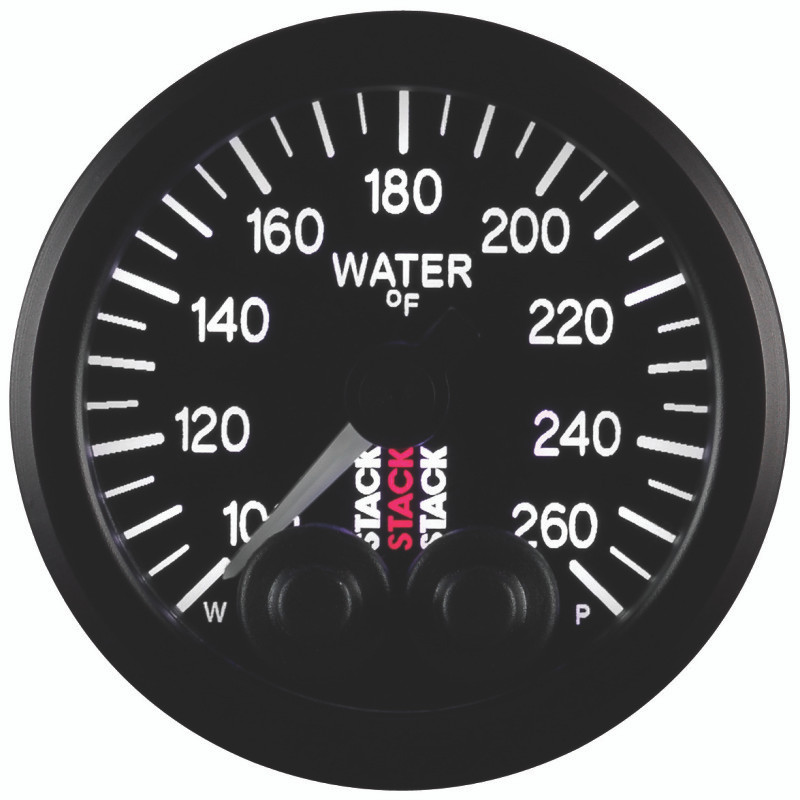 Autometer Stack Pro Control 52mm 100-260 deg F Water Temp Gauge - Black (1/8in NPTF Male) - ST3508