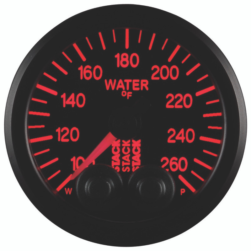 Autometer Stack Pro Control 52mm 100-260 deg F Water Temp Gauge - Black (1/8in NPTF Male) - ST3508