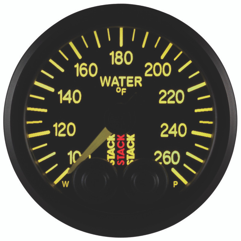 Autometer Stack Pro Control 52mm 100-260 deg F Water Temp Gauge - Black (1/8in NPTF Male) - ST3508