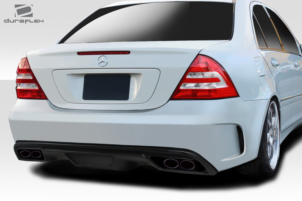2001-2007 Mercedes C Class W203 Duraflex Black Series Look Rear Bumper Cover - 1 Piece / Vehicle Year Make Model Trim - 2001-2007-Mercedes C Class 4DR / Product Type - Rear Bumper / Style Name -Black Series Look / Kit Material - FRP (Fiberglass Reinforced Plastics) / Notes -
