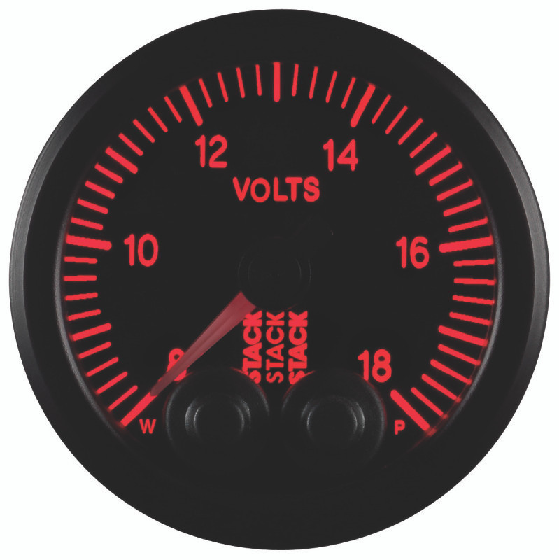 Autometer Stack 52mm 8-18V Pro-Control Battery Voltage Gauge -Black - ST3516