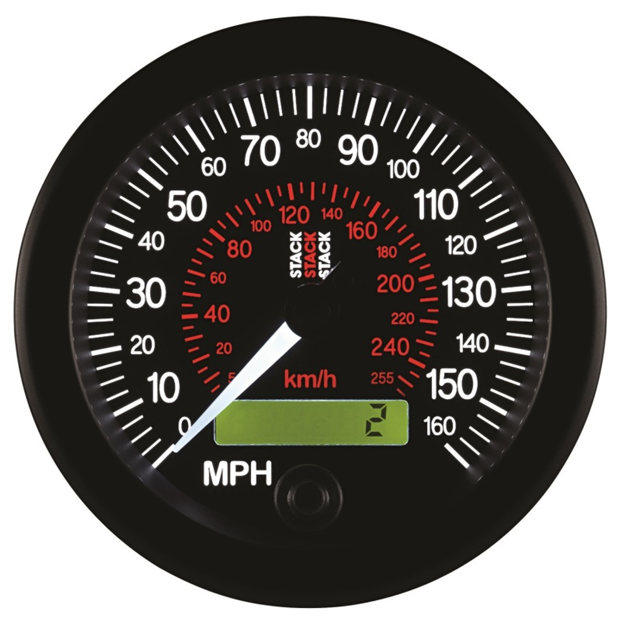 Autometer Stack Instruments 88MM 0-160 MPH / 260 KM/H Programmable Speedometer - Black - ST3801