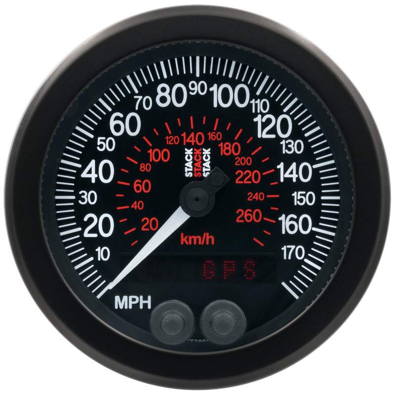 Autometer Stack Instruments 88mm 0-180 MPH 290 KM/H GPS Speedometer - Black - ST3803