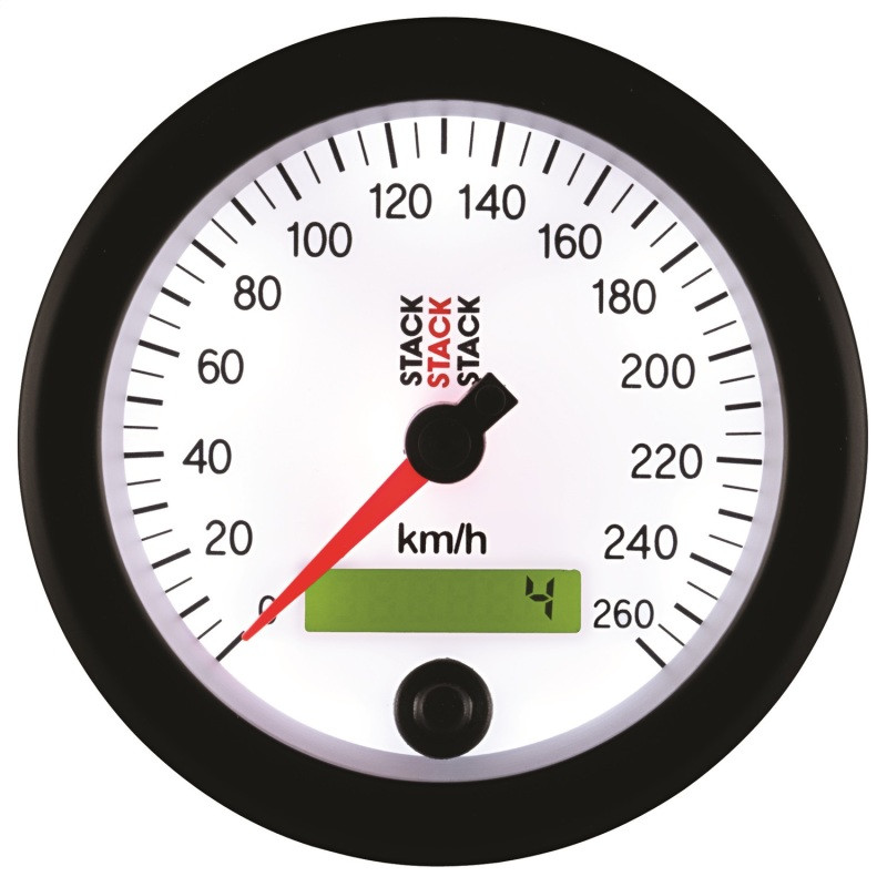 Autometer Stack Instruments 88MM 0-260 KM/H Programmable Speedometer - White - ST3852