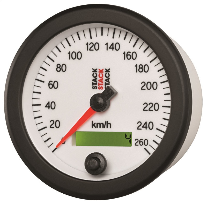 Autometer Stack Instruments 88MM 0-260 KM/H Programmable Speedometer - White - ST3852