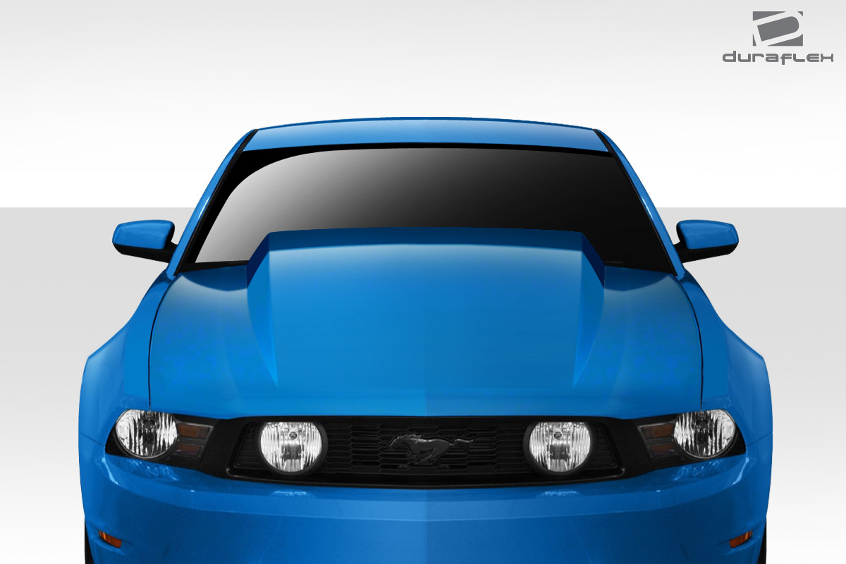 2010-2012 Ford Mustang Duraflex 4" Cowl Hood - 1 Piece / Vehicle Year Make Model Trim - 2010-2012-Ford Mustang ALL / Product Type - Hood / Style Name -Cowl / Kit Material - FRP (Fiberglass Reinforced Plastics) / Notes - Note: Hood pins are required.