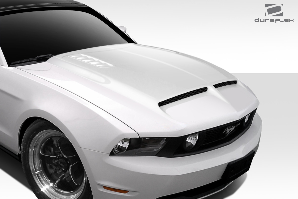2010-2012 Ford Mustang Duraflex CVX Version 6 Hood - 1 Piece / Vehicle Year Make Model Trim - 2010-2012-Ford Mustang ALL / Product Type - Hood / Style Name -CVX / Kit Material - FRP (Fiberglass Reinforced Plastics) / Notes - Note: Hood pins are required.
