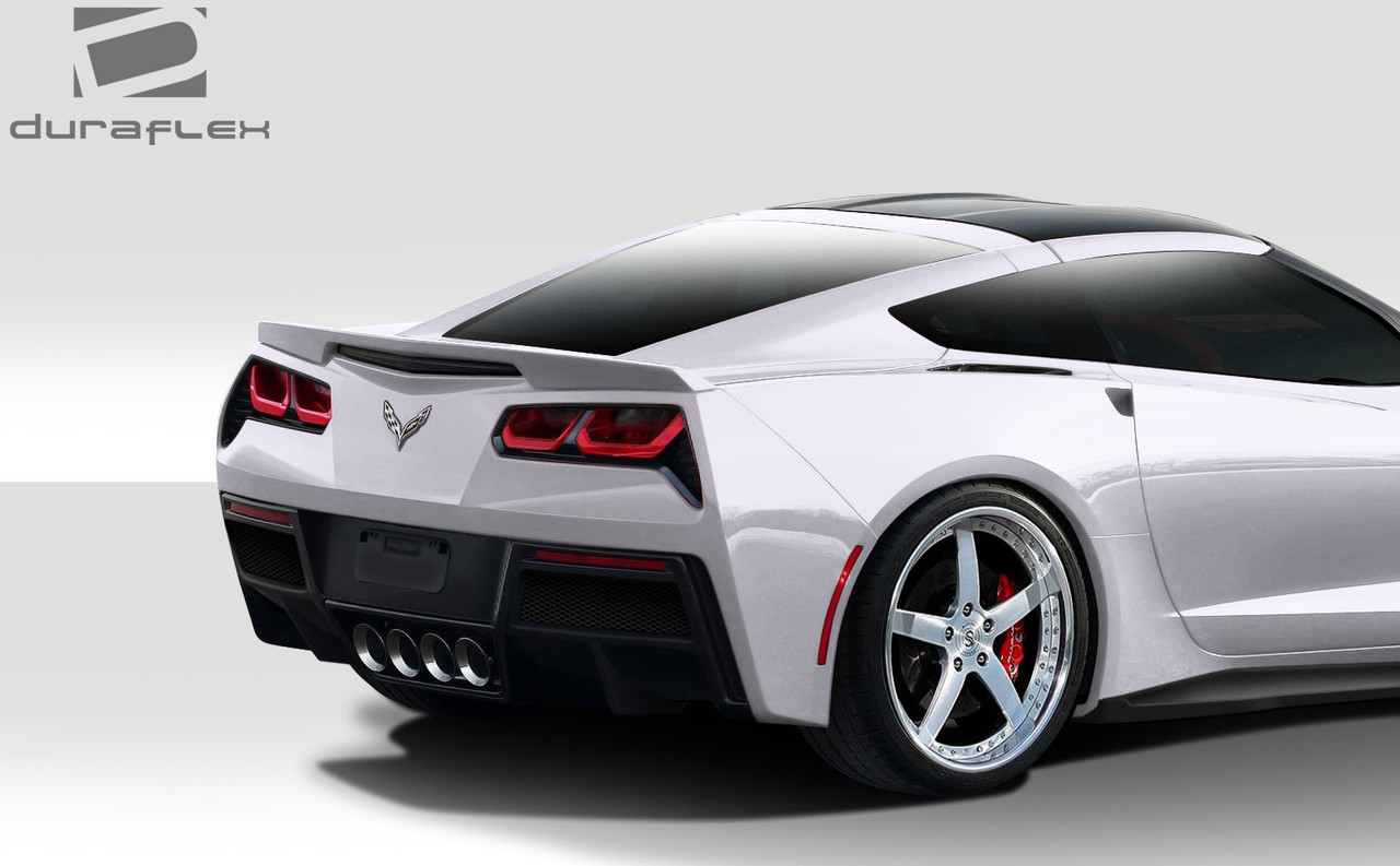 2014-2019 Chevrolet Corvette C7 Duraflex Gran Veloce Rear Diffuser- 1 Piece / Vehicle Year Make Model Trim - 2014-2019-Chevrolet Corvette ALL / Product Type - Rear Lip/Add On / Style Name -Gran Veloce / Kit Material - FRP (Fiberglass Reinforced Plastics) / Notes -