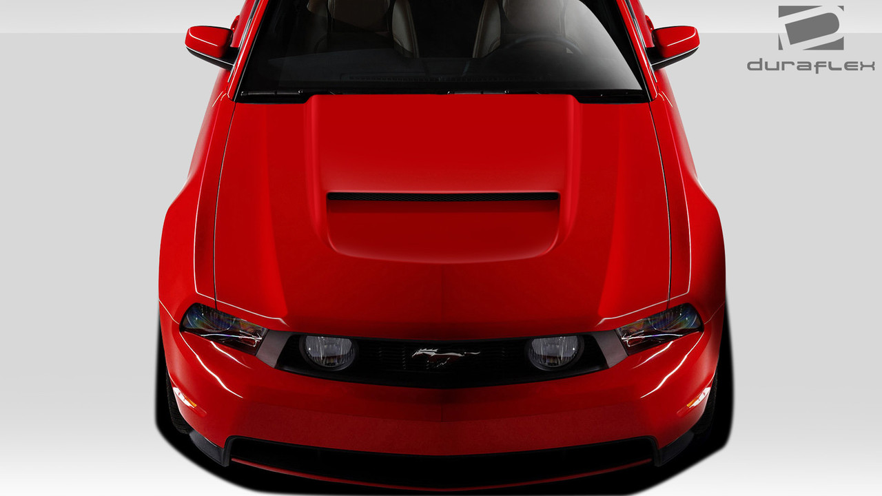 2010-2012 Ford Mustang Duraflex CVX Version 8 Hood - 1 Piece / Vehicle Year Make Model Trim - 2010-2012-Ford Mustang ALL / Product Type - Hood / Style Name -CVX / Kit Material - FRP (Fiberglass Reinforced Plastics) / Notes - Note: Hood pins are required.