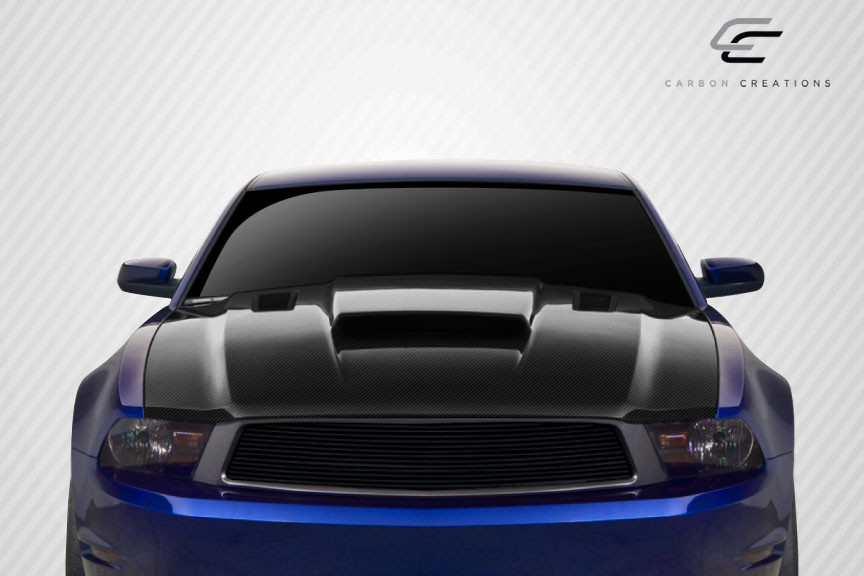 2010-2012 Ford Mustang Carbon Creations Dritech CVX Version 3 Hood - 1 Piece / Vehicle Year Make Model Trim - 2010-2012-Ford Mustang ALL / Product Type - Hood / Style Name -CVX / Kit Material - Infusion Carbon Fiber / Notes - Note: Hood pins are required.