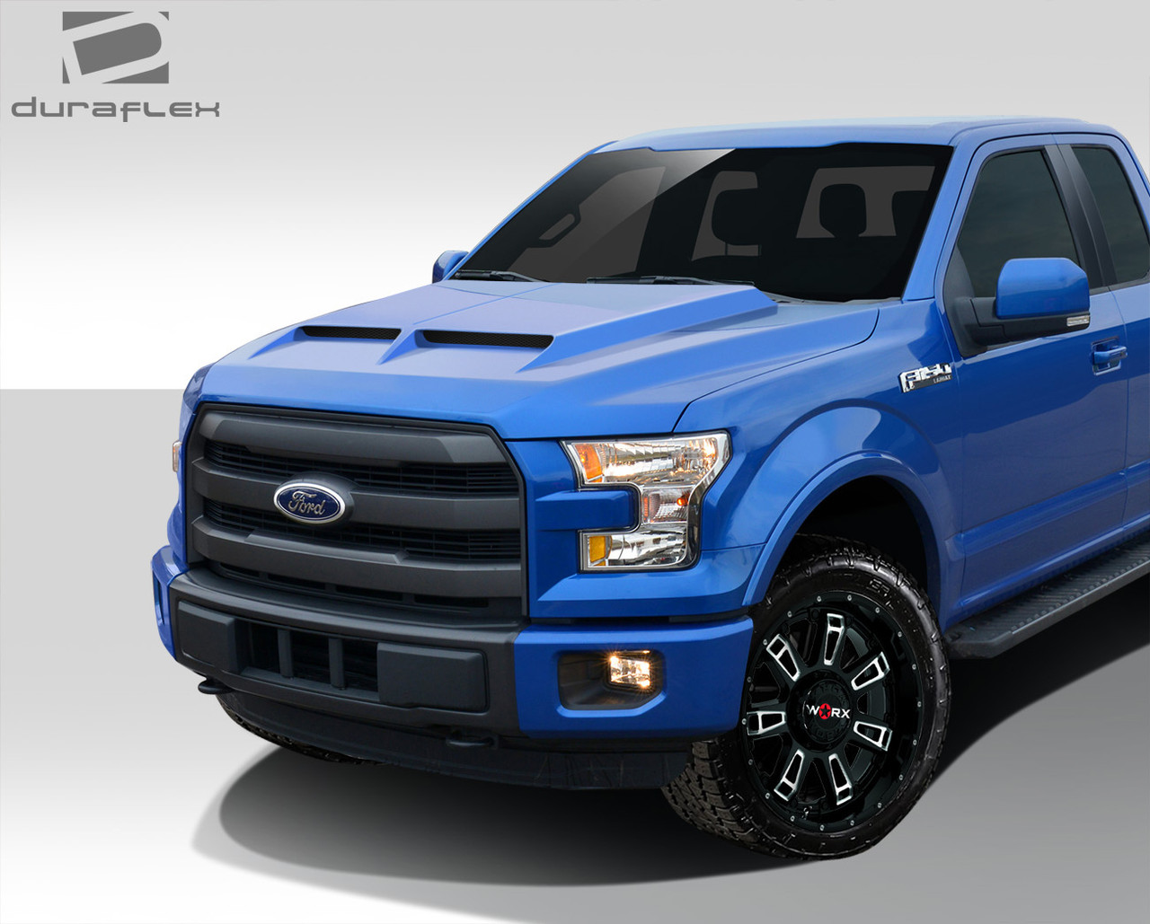 2015-2020 Ford F-150 Duraflex GT500 Hood - 1 Piece / Vehicle Year Make Model Trim - 2015-2020-Ford F150 ALL / Product Type - Hood / Style Name -GT500 / Kit Material - FRP (Fiberglass Reinforced Plastics) / Notes - Note: Hood pins are required.
