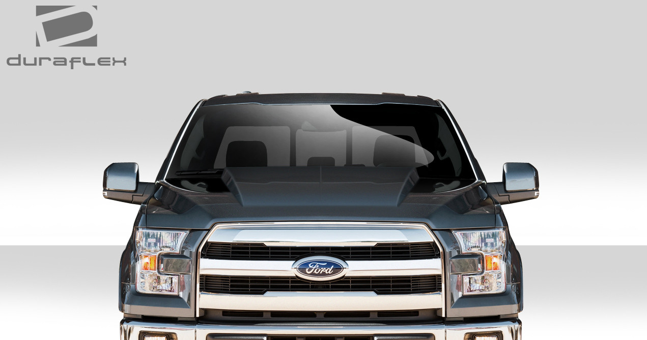 2015-2020 Ford F-150 Duraflex Cowl Hood - 1 Piece / Vehicle Year Make Model Trim - 2015-2020-Ford F150 ALL / Product Type - Hood / Style Name -Cowl / Kit Material - FRP (Fiberglass Reinforced Plastics) / Notes - Note: Hood pins are required.