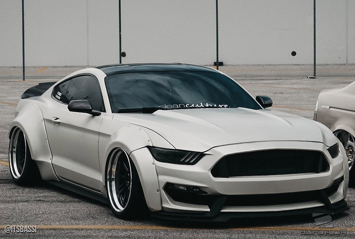 2015-2017 Ford Mustang Duraflex Grid Wide Body Kit - 8 Piece - Includes Grid Front Fender Flares (112566), Grid Rear Fender Flares (112567) / Vehicle Year Make Model Trim - 2015-2017-Ford Mustang ALL / Product Type - Kit / Style Name -Grid / Kit Material - FRP (Fiberglass Reinforced Plastics) / Notes -