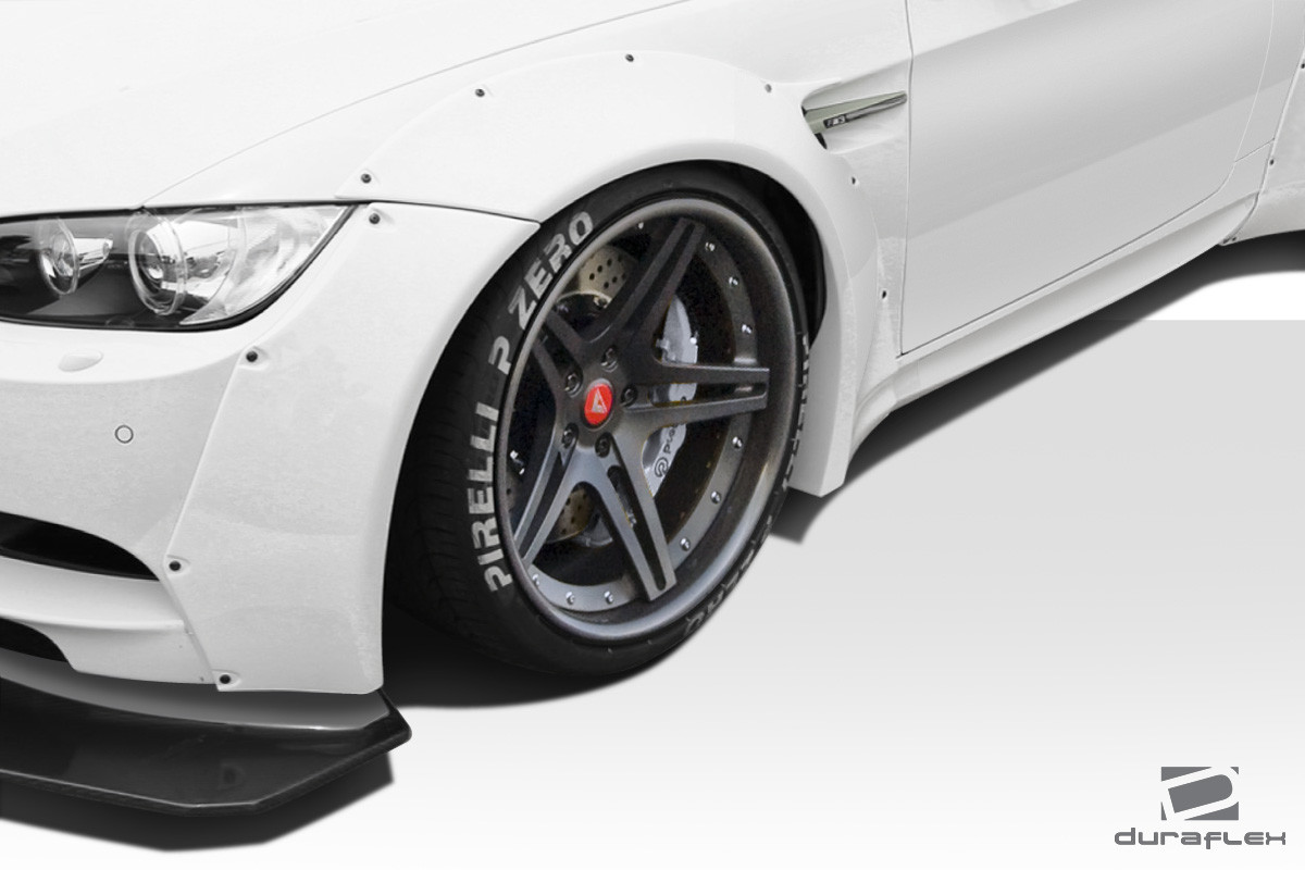 2008-2013 BMW M3 E92 E93 Duraflex Circuit Wide Body Front Fender Flares - 4 Piece / Vehicle Year Make Model Trim - 2008-2013-BMW M3 2DR / Product Type - Fender Flare / Style Name -Circuit / Kit Material - FRP (Fiberglass Reinforced Plastics) / Notes -
